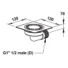 Siphon de sol 120x120 mm sortie horizontale G M 1"1/2 (40x49)