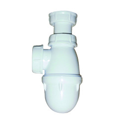 Siphon équerre réglable pour lavabo en ABS blanc, F G1"1/4