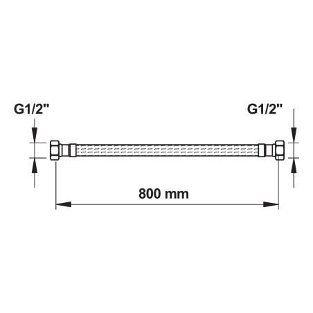 Flexible d'alimentation d'eau dn 12 f/F1/2'-lg = 800 mm
