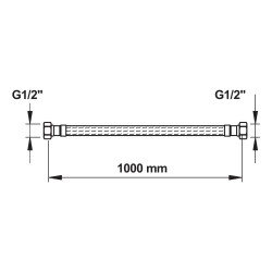 Flexible d'alimentation d'eau dn 12 f/F1/2'-lg = 1000 mm