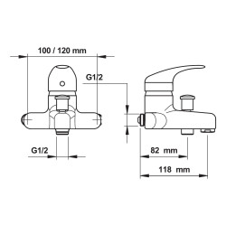 Mitigeur bain et douche, entraxe de 100 à 120mm