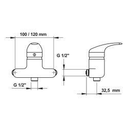Mitigeur douche et evier-entraxe de 100 a 120mm