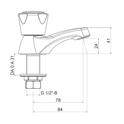 Robinet monofluide sur plage G1/2", tête à clapet
