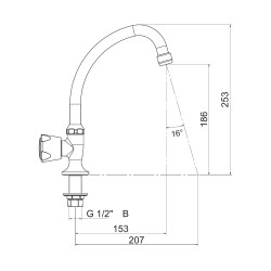 Robinet monofluide sur plage pilier G1/2", tête à clapet