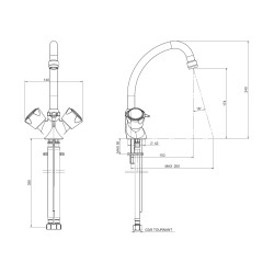 Mélangeur lavabo monotrou, tête céramique