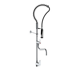 Colonne - mitigeur sur plage avec douchette et bec lg 250 mm