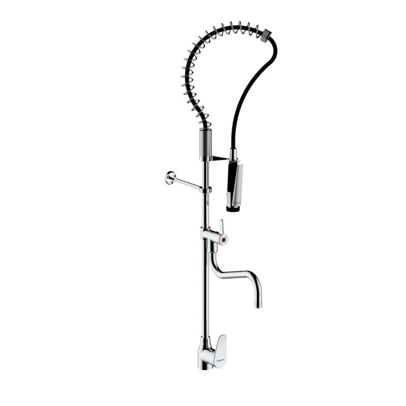 Colonne - mitigeur sur plage avec douchette et bec lg 250 mm