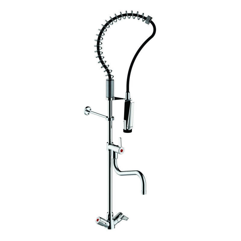 Colonne mélangeur sur plage avec douchette et bec lg 250 mm