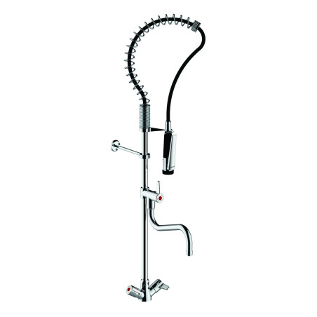 Colonne mélangeur sur plage avec douchette et bec lg 250 mm