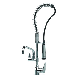 Mini colonne - mitigeur sur plage avec douchette et bec lg 250 mm
