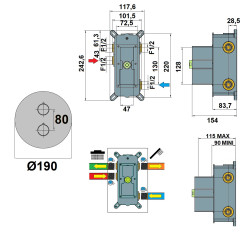Mitigeur douche thermostatique encastré rond COX / ORTENCE