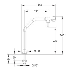 Chandelier blanc à 1 robinet, saillie 190, embout fixe, eau potable