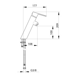 HOPTIM' - Mitigeur lavabo EP h100 mm s108 mm - manette pleine - sans vidage