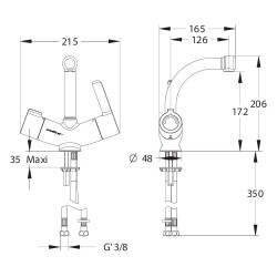 MASTERMIX mitigeur thermostatique de lavabo - Bec fixe - Manette longue ergo