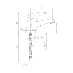Mitigeur de lavabo bec fixe h 53,5 pleine sans vidage