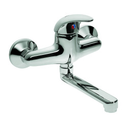 Mitigeur d'évier entraxe 150 mm avec manette pleine courte et bec orientable