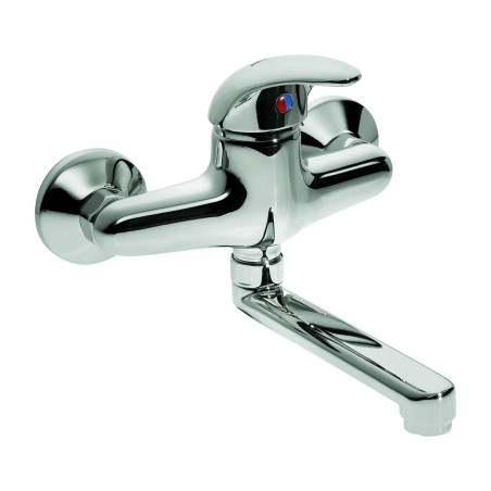 Mitigeur d'évier entraxe 150 mm avec manette pleine courte et bec orientable