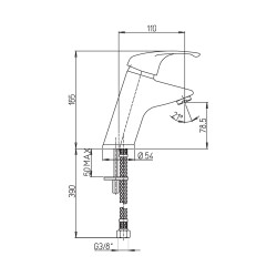 Mitigeur de lavabo bec fixe 78,5mm, manette pleine sans vidage, butée plastique