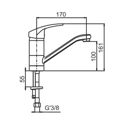 MODUL'MIX mitigeur hospitalier lavabo cartouche EP h100 bec fixe ou orientable (réf. 75061)