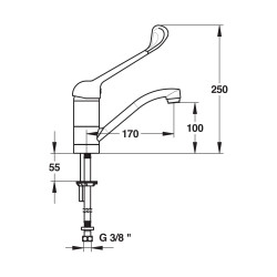 MODUL'MIX mitigeur hospitalier lavabo céramiqueØ40 h100 bec fixe ou orientable (réf. 75062)