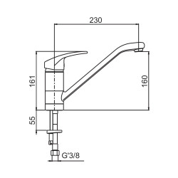 MODUL'MIX mitigeur hospitalier évier céramiqueØ40 h160 bec fixe ou orientable (réf. 75064)