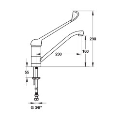 MODUL'MIX mitigeur hospitalier évier cartouche EP h160 bec fixe ou orientable (réf. 75067)