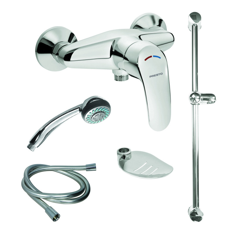 Kit de douche avec douchette, flexible Lg 1500 mm, barre et porte-savon (réf. 75073)