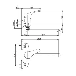 Mitigeur d'évier ea 150 mm avec manette pleine courte et bec orientable
