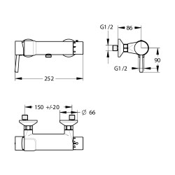 MASTERMIX Kit douche ref 75112 : douchette, barre, porte-sav, flexible 850 mm