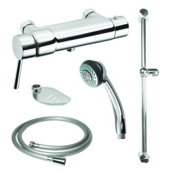 MASTERMIX Kit douche ref 75112 : douchette, barre, porte-sav, flexible 1500 mm