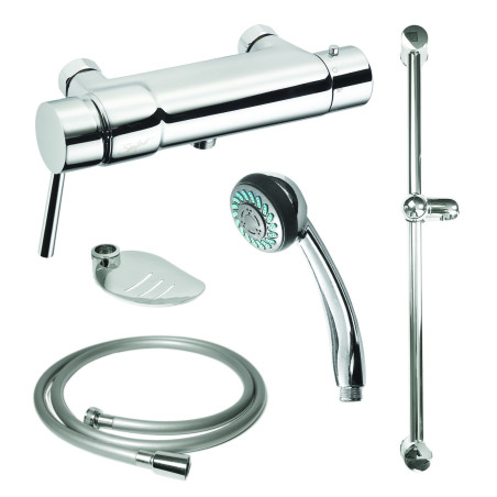 MASTERMIX Kit douche ref 75112 : douchette, barre, porte-sav, flexible 1500 mm
