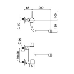 MASTERMIX mitigeur thermostatique d'évier - Bec dessous - Manette haut