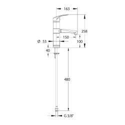 MODUL'MIX mitigeur hospitalier céramiqueØ40 h100 s150 bec fixe ou orientable (réf. 75124)