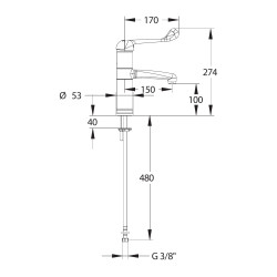 MODUL'MIX mitigeur hospitalier céramiqueØ40 h100 s150 bec fixe ou orientable (réf. 75126)