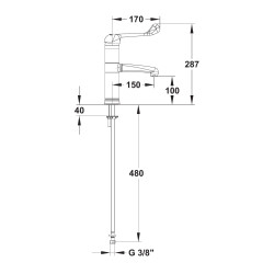 MODUL'MIX mitigeur hospitalier cartouche EP h100 s150 bec fixe ou orientable (réf. 75127)