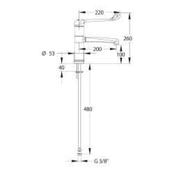 MODUL'MIX mitigeur hospitalier céramiqueØ40 h100 s200 bec fixe ou orientable
