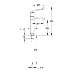 MODUL'MIX mitigeur hospitalier céramiqueØ40 h200 s150 bec fixe ou orientable
