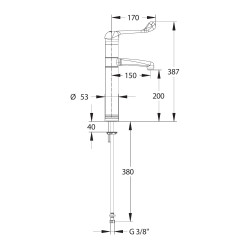 MODUL'MIX mitigeur hospitalier cartouche EP h200 s150 bec fixe ou orientable