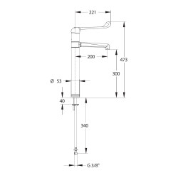 MODUL'MIX mitigeur hospitalier céramiqueØ40 h300 s200 bec fixe ou orientable