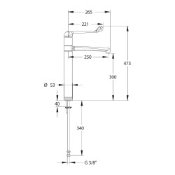 MODUL'MIX mitigeur hospitalier céramiqueØ40 h300 s250 bec fixe ou orientable