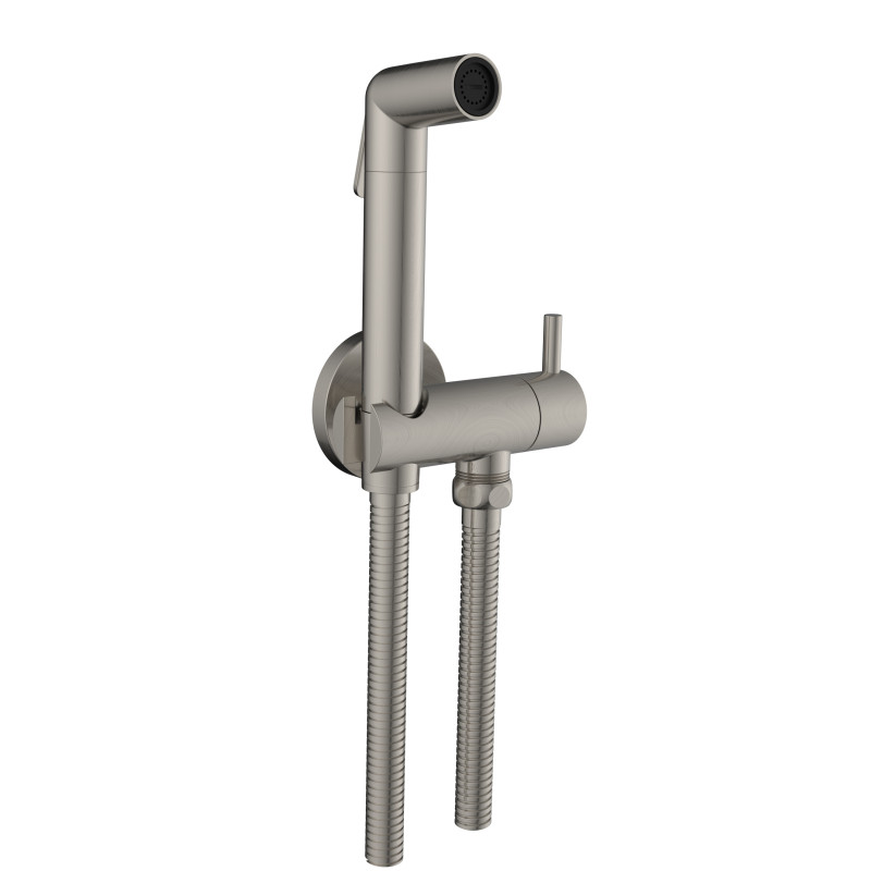 Minikit douchette ronde à gâchette gris acier