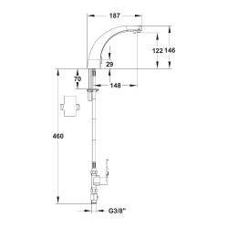 Rejet électronique à pile à bec fixe s147 mm h122 mm - avec mitigeage