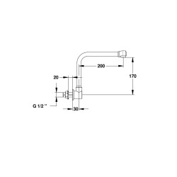 Rejet mural à bec par-dessus fixe, démontable s200 mm h170 mm
