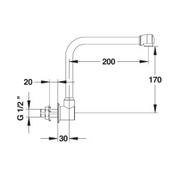 Rejet mural à bec par-dessus orientable, démontable s 200 mm h170 mm