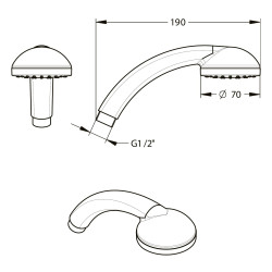 Douchette 1 jet MG1/2" Ø70 anti-calcaire