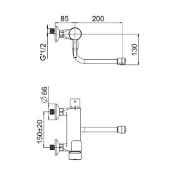 MASTERMIX mitigeur thermostatique d'évier - Bec dessous - Manette bas