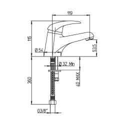 Mitigeur de lavabo bec fixe h 53,5 mm - manette pleine vidage NF