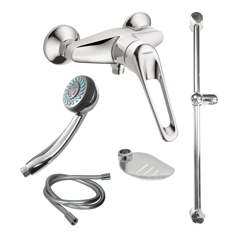 Kit de douche avec douchette, flexible Lg 1500 mm, barre et porte-savon (réf. 75549)