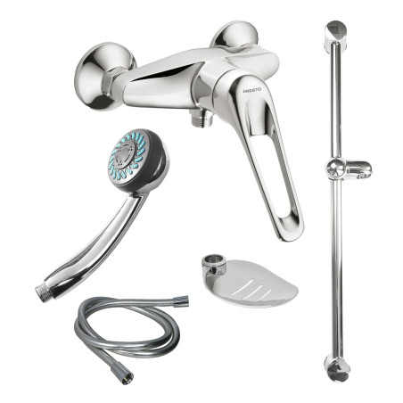 Kit de douche avec douchette, flexible Lg 1500 mm, barre et porte-savon (réf. 75549)