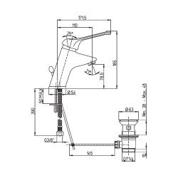 Mitigeur de lavabo bec fixe h 78,5 mm manette ajourée avec vidage